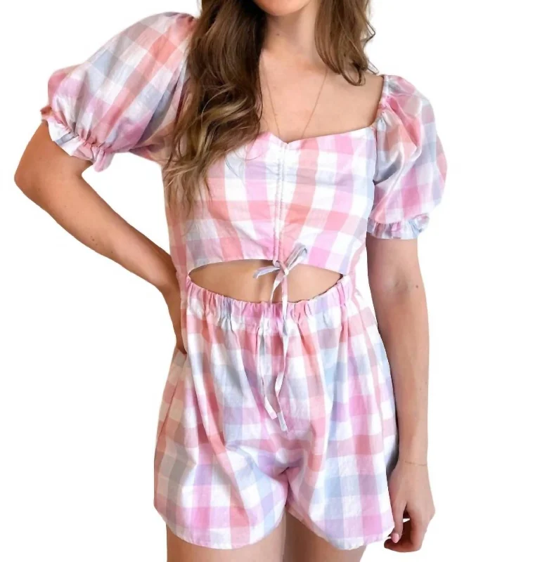 Country Cutie Romper In Pink