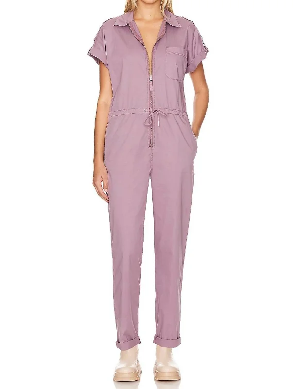 Jordan Zip Front Jumpsuit In Lilac Dust