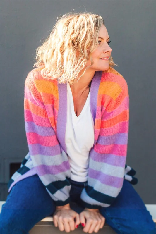 Sugarhill Brighton Rainbow Stripe Cardigan Yvette