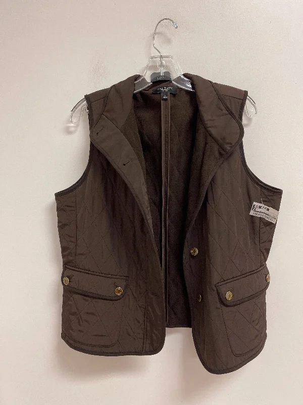 Vest Puffer & Quilted By Talbots In Brown, Size: L