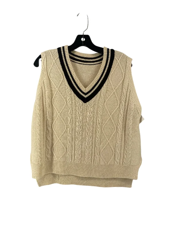 Vest Sweater By Clothes Mentor In Cream, Size: L